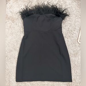 NWT Sam Edelman Black Strapless feather dress